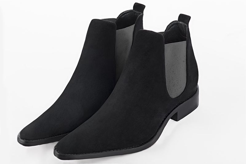 Bottines et boots homme habill es en noir mat et gris acier